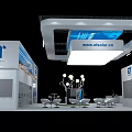 ET Modern Exhibition Booth Design With Lighting Displays Reception Desk And Backdrop