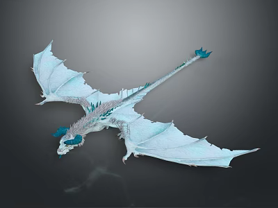 Ice Blue Mythical Dragon With Large Wings And Shiny Scales As Game Movie Character 3d model