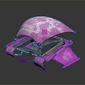 Pink Mechanical Device With Floral Pattern And Umbrella Like Decorative Structure