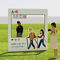 Scenic Outdoor Photo Spot Featuring 45KM Sign Hikers And Green Grassland For Taking