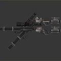 Modern Tactical Weapon Rifle With Dual Barrels Scope And Ergonomic Grip