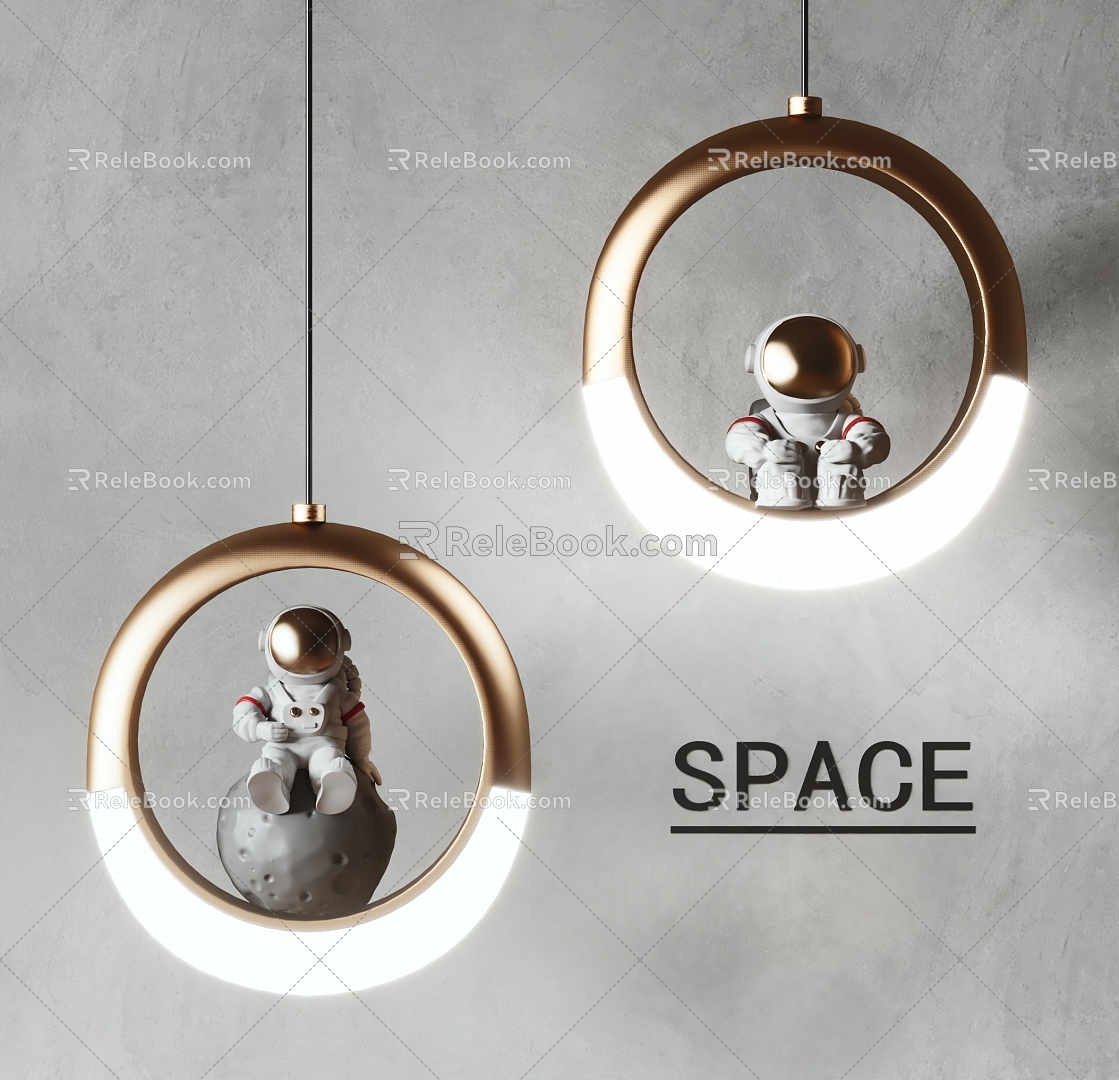 Modern Astronaut Chandelier Children's Chandelier Space Theme Chandelier Decorative Chandelier Ring Chandelier Bedside Chandelier 3d model