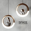 Modern Astronaut Chandelier Children's Chandelier Space Theme Chandelier Decorative Chandelier Ring Chandelier Bedside Chandelier 3d model