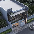 Modern Detached Villa With Garage Roller Shutter Door Stairs Greenery And Number 297