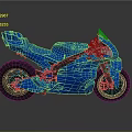 Blue Sport Motorcycle With Sleek Body Design On Grey Background