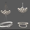 Modern White Chandeliers With Spherical And Ring Shaped Designs For Interior Decor 3d model