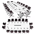 Modern Conference Table With Black Chairs And White Surface In Meeting Room Setup