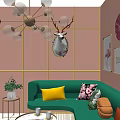 Luxury Modern Beauty Hair Salon Interior With Green Sofa Marble Counter And Gold Decor