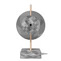 Modern Minimalist Decorative Ornament Set with Circular Checkerboard Top and Square Base on Metallic Rod
