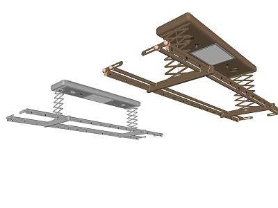 Retractable Ceiling Mounted Clothes Hanger With Spring Loaded Design Brown And Gray 3d model