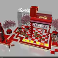 Coca-Cola Spring Festival Booth With Red Theme Cartoon Characters And Festive Decorations