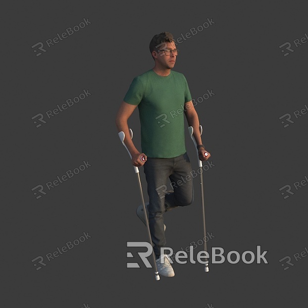 Male patients of foreign men with pestle crutches model