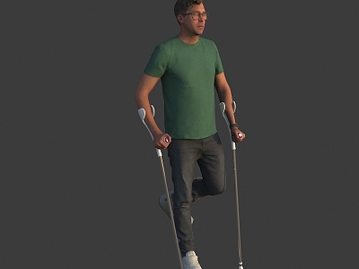 Male patients of foreign men with pestle crutches model