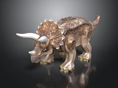 Detailed Metallic Triceratops Dinosaur Model With Armored Body Shiny Texture And Standing Posture 3d model
