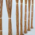 Natural Brown Reed Woven Curtains with White Ties for Home Window Decor