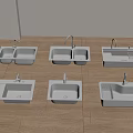 Various White Modern Kitchen Sinks With Different Designs And Faucets 3d model