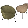 Green and Brown Velvet Dining Chairs With Curved Backrest And Black Thin Legs
