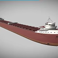 Large Red Hull Cargo Ship With White Superstructure And Navigation Bridge 3d model