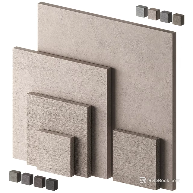 Gray Textured Building Components With Various Sizes For Interior Wall Decor 3d model 