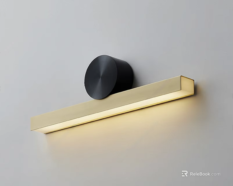 Modern Wall Lamp With Black Circular Top And Gold Strip Metal Illuminating Warm Light 3d model 