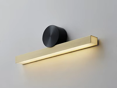 Modern Wall Lamp With Black Circular Top And Gold Strip Metal Illuminating Warm Light 3d model