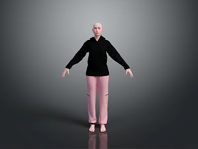 Comfortable Casual Clothing Set With Black Hoodie And Pink Pants For Daily Wear 3d model