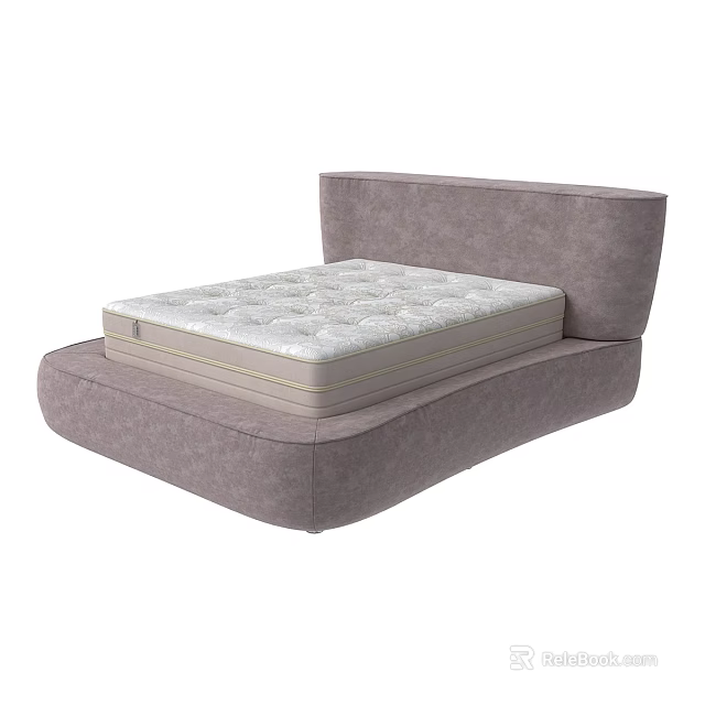 Modern Double Bed Interior Design With Upholstered Headboard And Comfortable Mattress 3d model