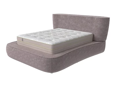 Modern Double Bed Interior Design With Upholstered Headboard And Comfortable Mattress 3d model