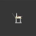 Offshore Oil Drilling Platform With Drilling Rig Crane Support Columns And Ocean Water