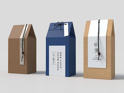 Eco Friendly Kraft Paper Packaging Boxes For Lifestyle Products With Labels And Strings 3d model