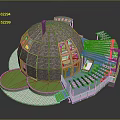Domed Brick Building Structure With Glass Windows Wooden Deck And Green Lawn