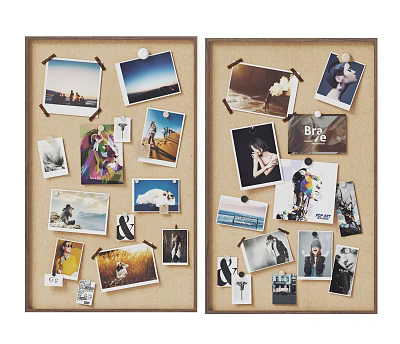 Corkboard Photo Wall Decor With Various Landscape Portrait And Travel 3d model