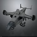 Gray Aerospace Spacecraft 3D Model With Cockpit And Interstellar Wings Design