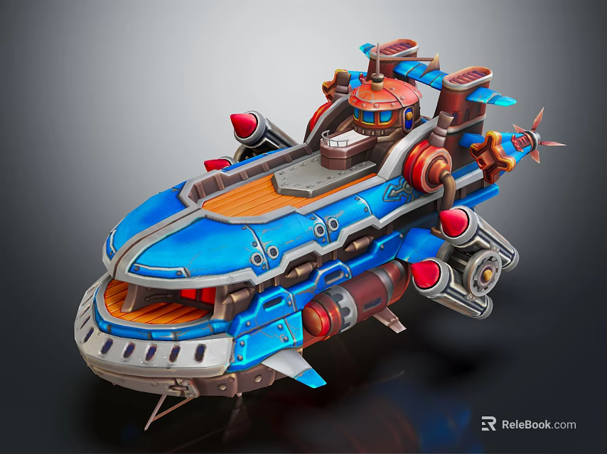 Smart Machine Blue Futuristic Aircraft Featuring Mechanical Structure Engines And Cockpit 3d model 