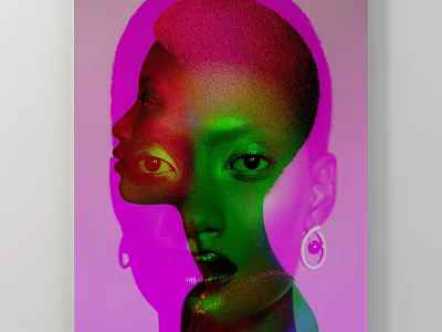 Abstract Painting With Vibrant Pink Green Hues Blended Portrait Features And Statement Earrings 3d model