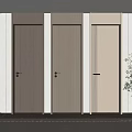 Modern Minimalist Hinged Doors In Light Wood Tone Interior With Window Panel And Green Plant