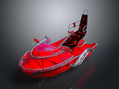 Modern Red Jet Ski With Transparent Body Chain Decorations And Stylish Seat 3d model