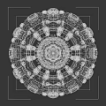 Futuristic Cosmic Space Station With Intricate Ring Structure And Glowing Spire