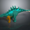 Turquoise And Yellow Stegosaurus Dinosaur Model With Spiked Back And Tail Spikes
