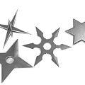 Traditional Ninja Throwing Star Weapon Featuring Four Different Metal Designs And Sharp Blades