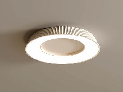 Modern Round Ceiling Light With White Striped Shade And Soft Glow 3d model