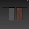 Barn Door With Wooden Panel And Hardware Components 3d model
