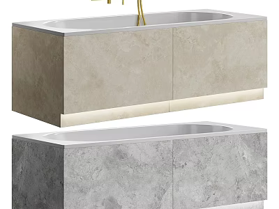 Modern Stone Bathtub Design With Built in LED Lighting And Sleek Countertop 3d model
