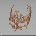 Exquisite Copper Metallic Mask With Intricate Filigree Patterns And Elegant Design