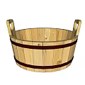 Wooden Washbasin With Two Handles And Round Shape Natural Wood Design