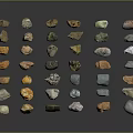 Various Colored Natural Stones With Different Shapes Arranged On Black Background