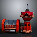 Red Brick Building With Tower Circular Structure Windows Roof And Railing Design