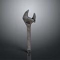 Old Textured Metal Wrench 3D Model On Gradient Gray Background 3d model