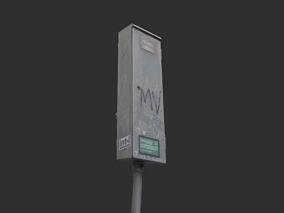 Gray Switch Panel With MV Graffiti And Green Label At Bottom 3d model