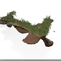 Modern Garden Decorative Rock Structure With Lush Green Moss Covering